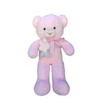 Urs cu funda si floare de plus, Nichita Impex, roz, 78cm fotografia produsului