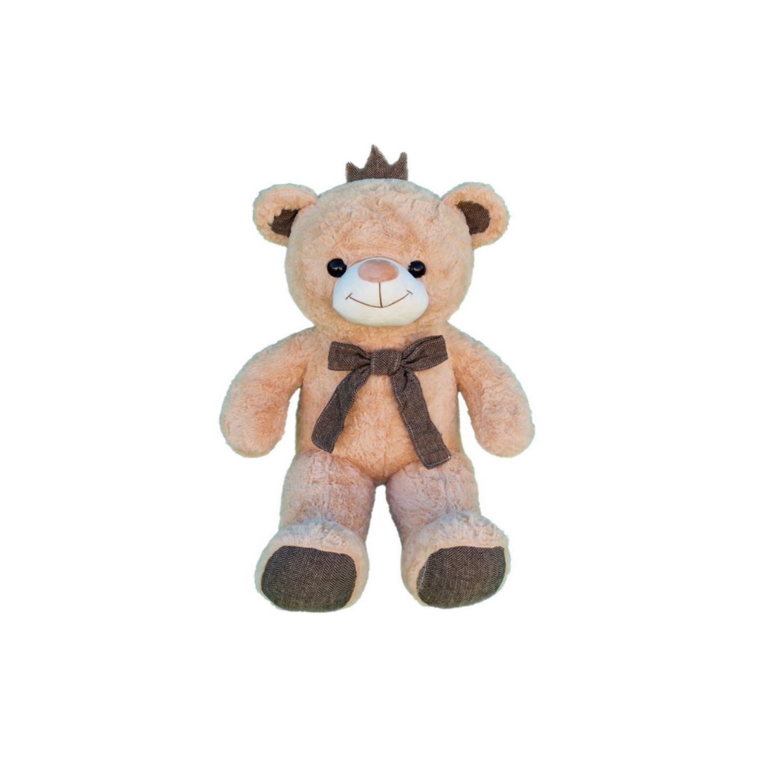Urs de plus cu funda si coronita bej, 70cm fotografia produsului
