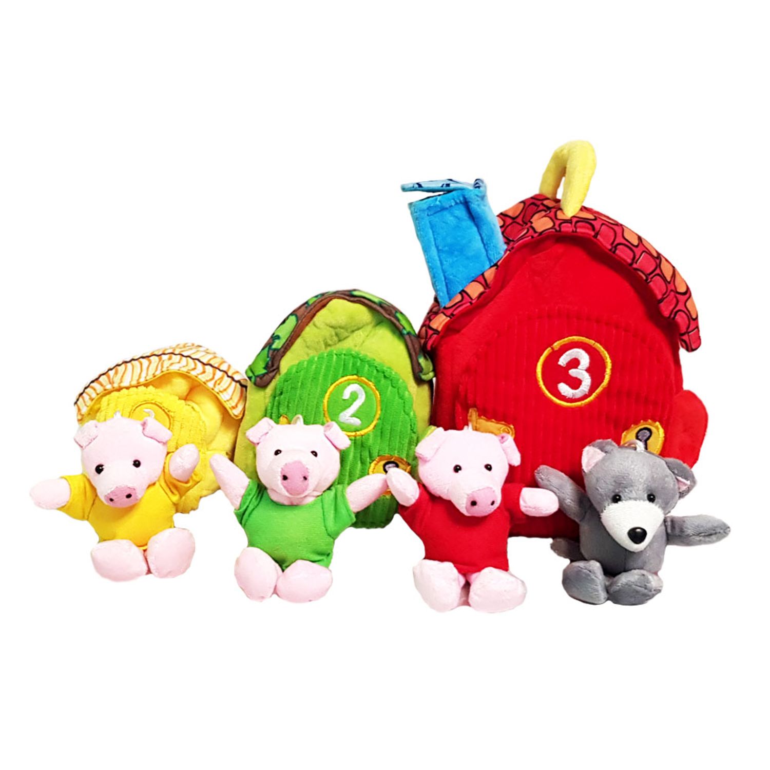 Set Trei casute Trei purcelusi si un lup de plus, Nichita, multicolor, 30 cm fotografia produsului