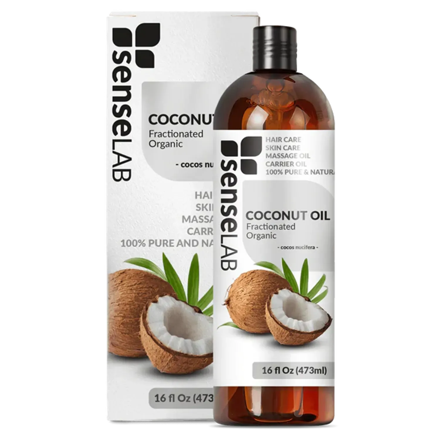 Ulei de Cocos Fractionat 100% extract pur, SenseLAB, 475 ml fotografia produsului