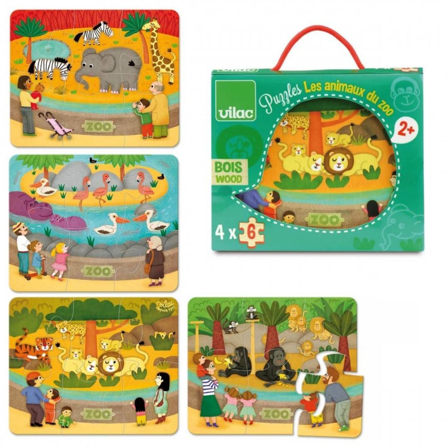 4 puzzle - animale de la ZOO 6 pcs fotografia produsului