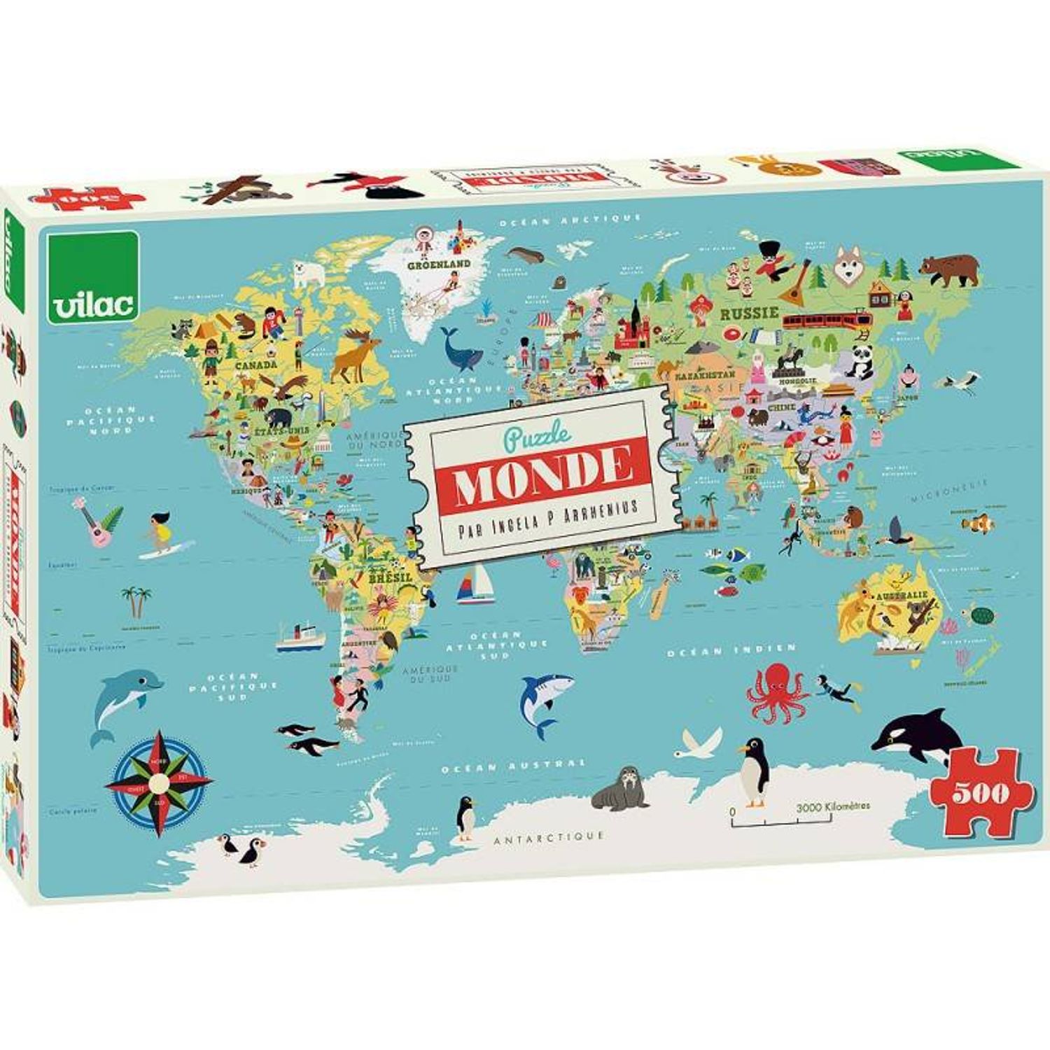 Puzzle harta lumii 500 piese in limba Franceza fotografia produsului