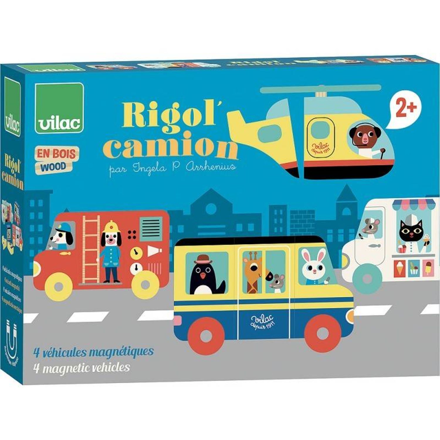 Set 4 vehicule magnetice, din lemn fotografia produsului