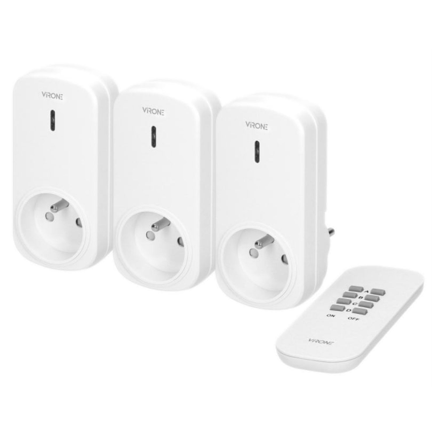 Set 3 prize wireless VIRONE RS-3(GS), 230V, 1000W, schuko, IP20, telecomanda, alb fotografia produsului