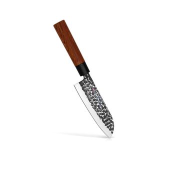 Cutit santoku Fissman-Kensei Ittosai, otel AUS-8, 15 cm, argintiu/maro