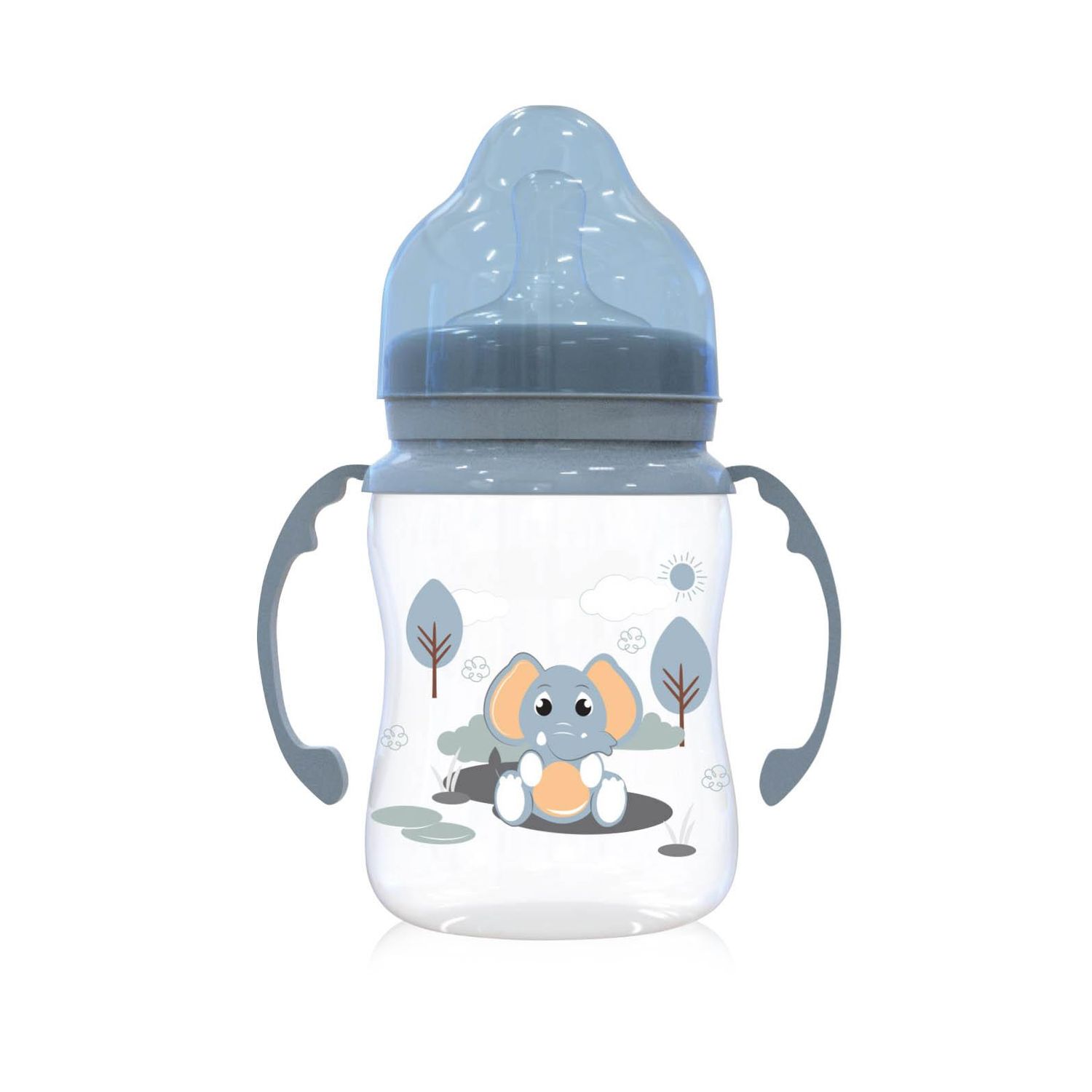 Biberon cu gatul larg si cu manere 250 ml , Blue fotografia produsului