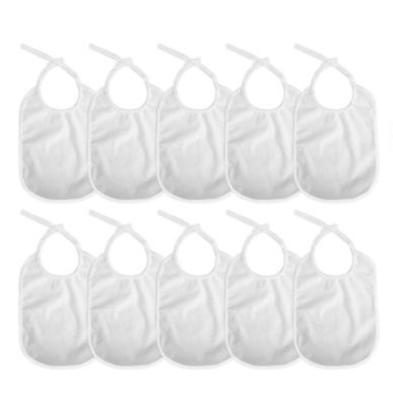 Set 10 bavete bumbac, rezistente la apa, White fotografia produsului