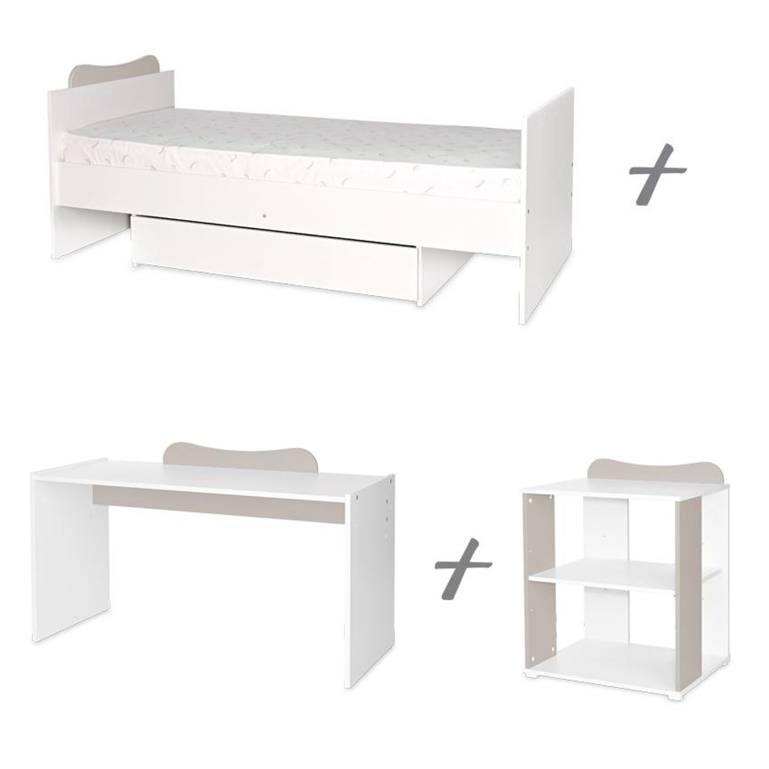 Patut modular multifunctional, 5 confirgurari diferite, 190 x 72 cm, Multi, White & String fotografia produsului View 5 L