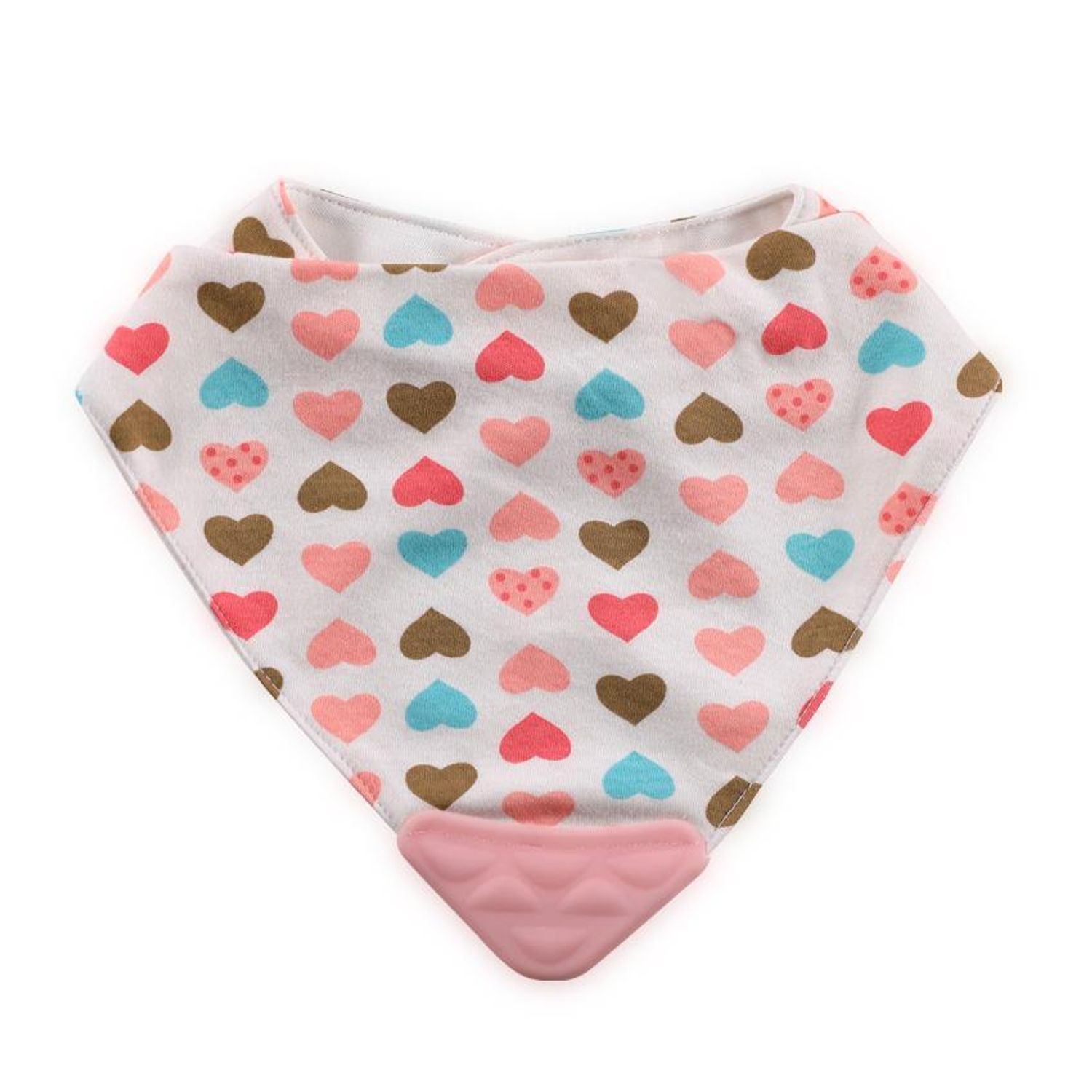 Baveta tip bandana, cu jucarie dentitie, bumbac, Pink fotografia produsului