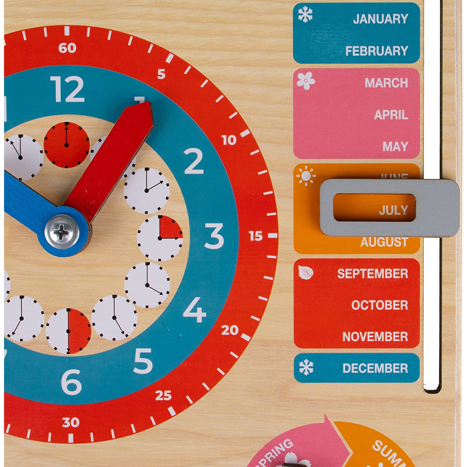 Jucarie educativa, ceas calendar pentru copii, din lemn fotografia produsului View 4 L