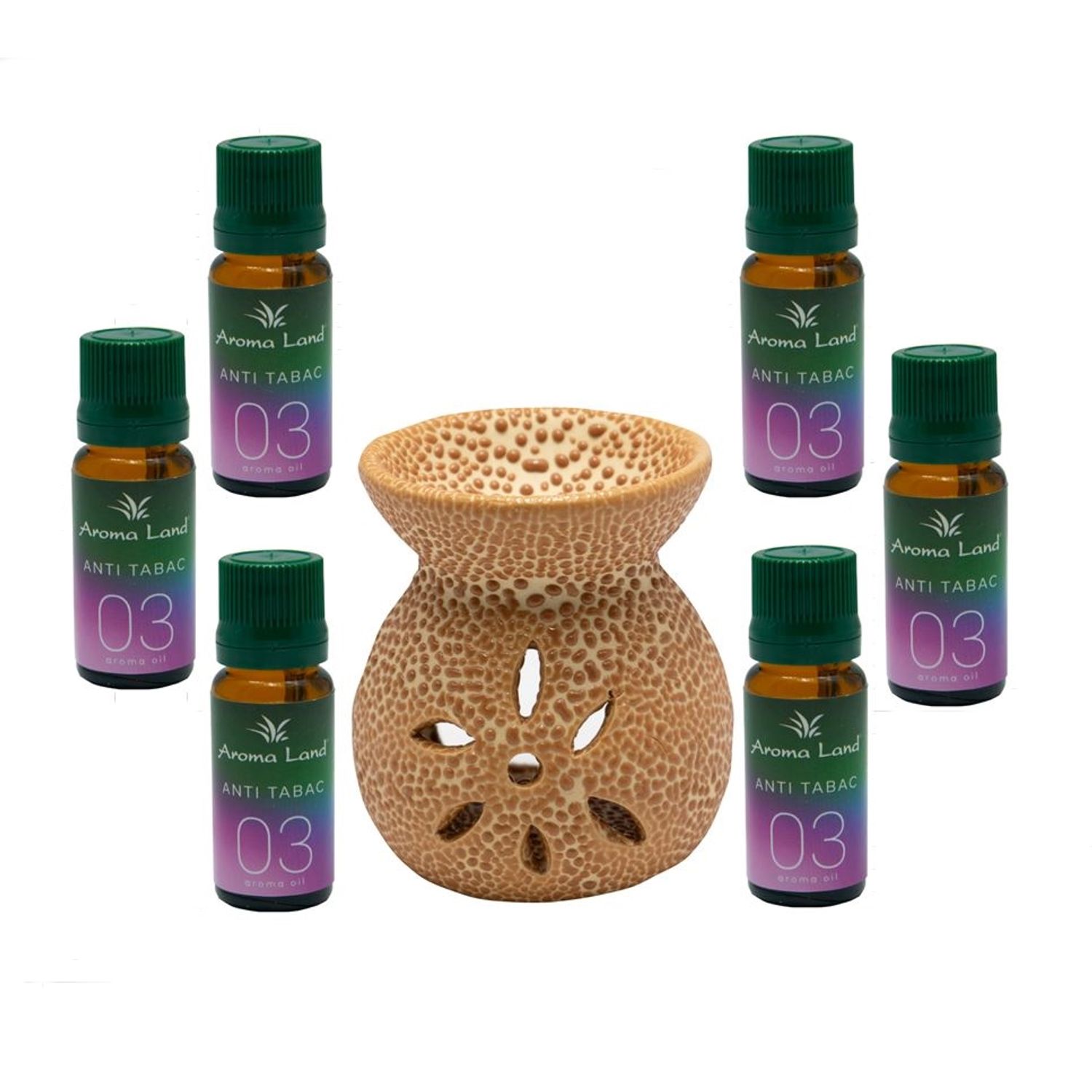 Set aromatizor ceramic si 6 uleiuri aromoterapie Antitabac, 10 ml fotografia produsului