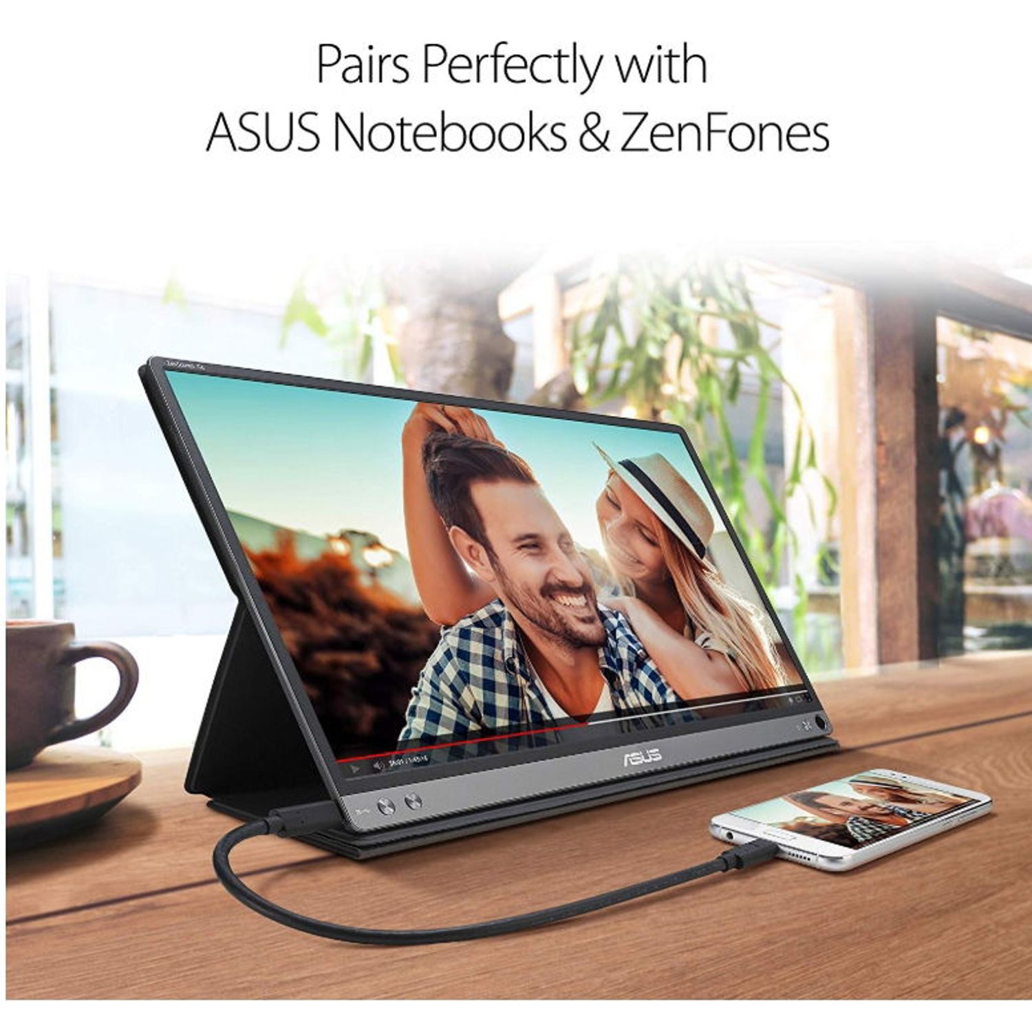 Monitor Portabil IPS LED ASUS 15.6" MB16AHP, Full HD, USB Tip-C, Micro-HDMI, Boxe (Negru) fotografia produsului View 3 L