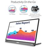 Monitor Portabil IPS LED ASUS 15.6" MB16AHP, Full HD, USB Tip-C, Micro-HDMI, Boxe (Negru) fotografia produsului View 4 S