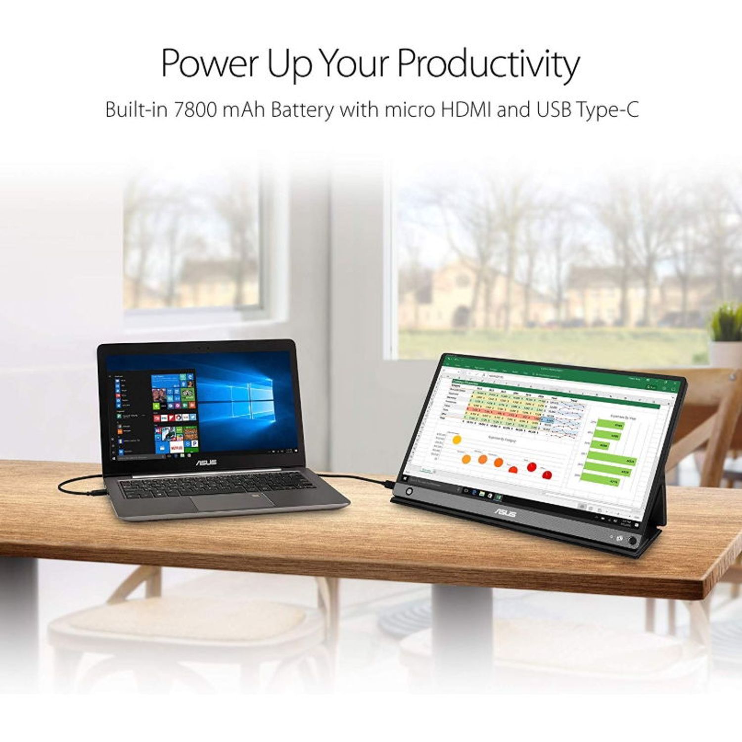 Monitor Portabil IPS LED ASUS 15.6" MB16AHP, Full HD, USB Tip-C, Micro-HDMI, Boxe (Negru) fotografia produsului View 2 L