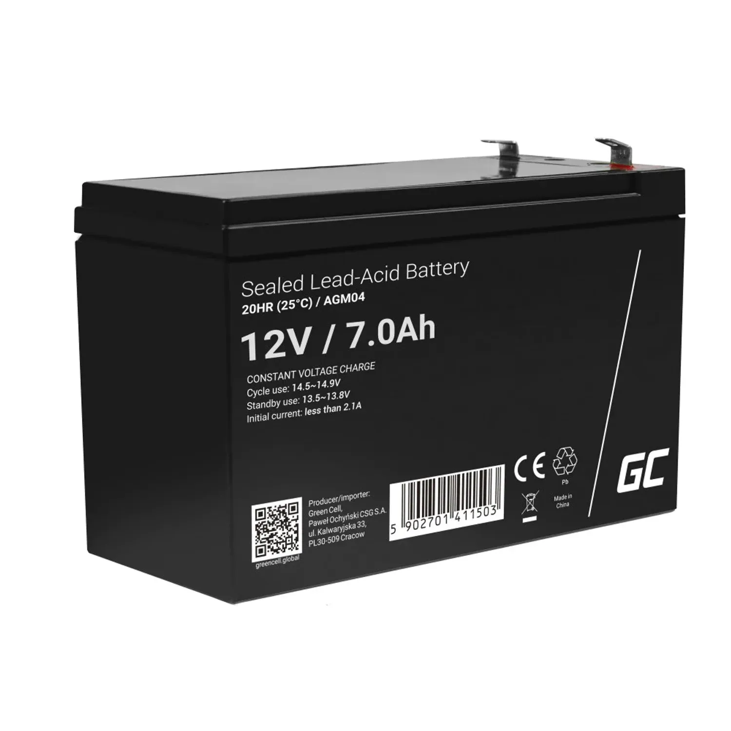 Acumulator Green Cell AGM04 12V 7Ah F2 fotografia produsului