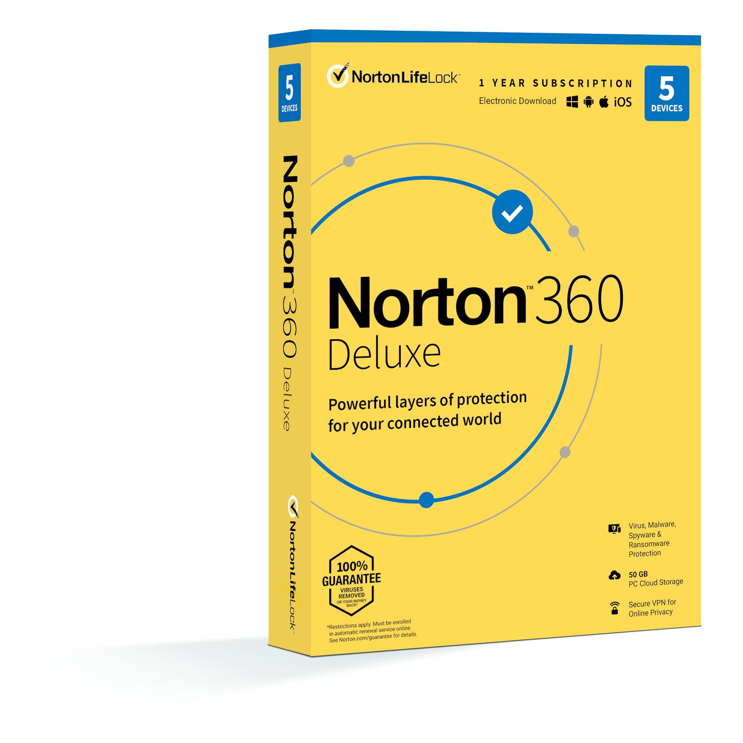 Antivirus Norton 360 Deluxe, Backup 50GB, 5 PC, 1An fotografia produsului