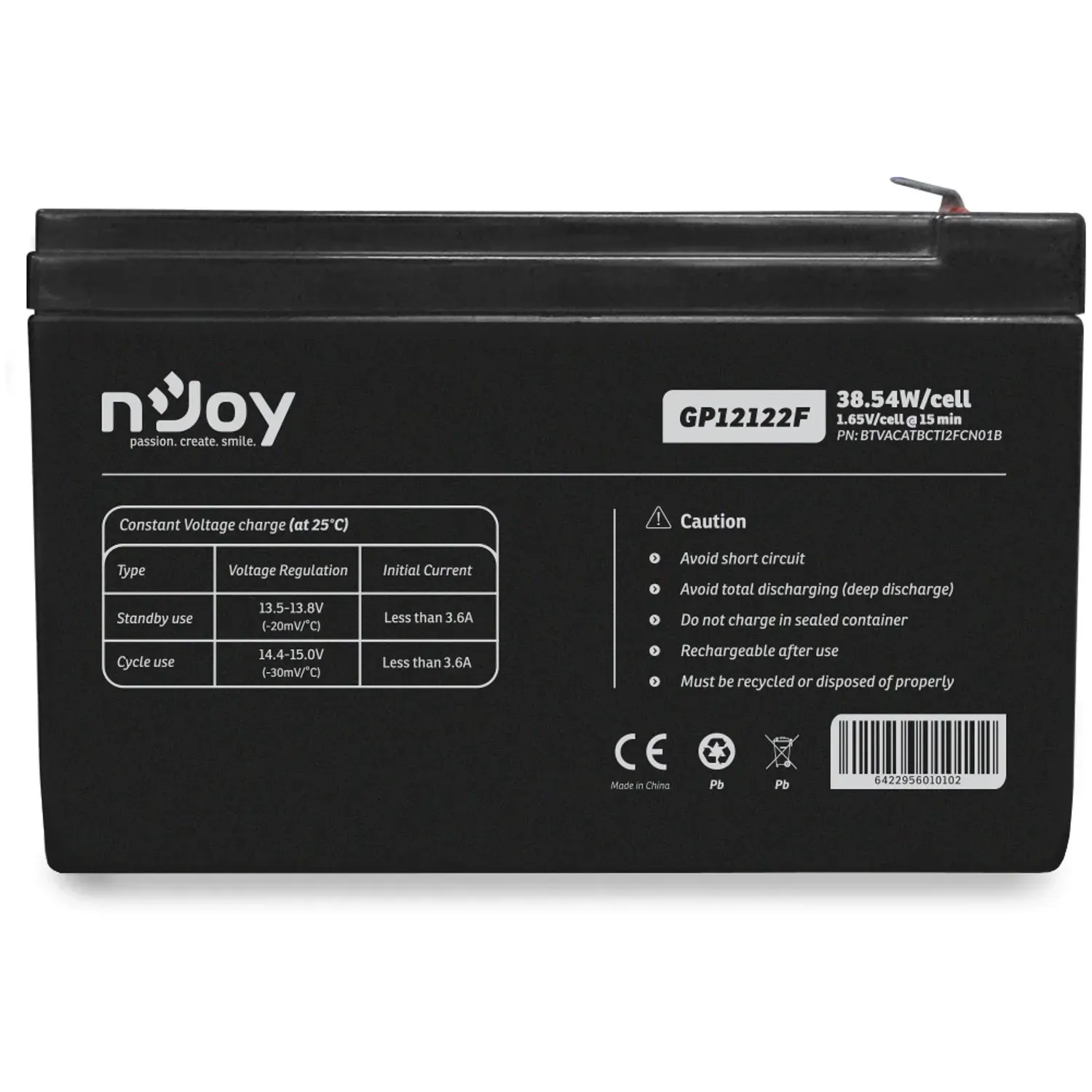 Acumulator nJoy GP12122F 12V 38.54W fotografia produsului View 4 L