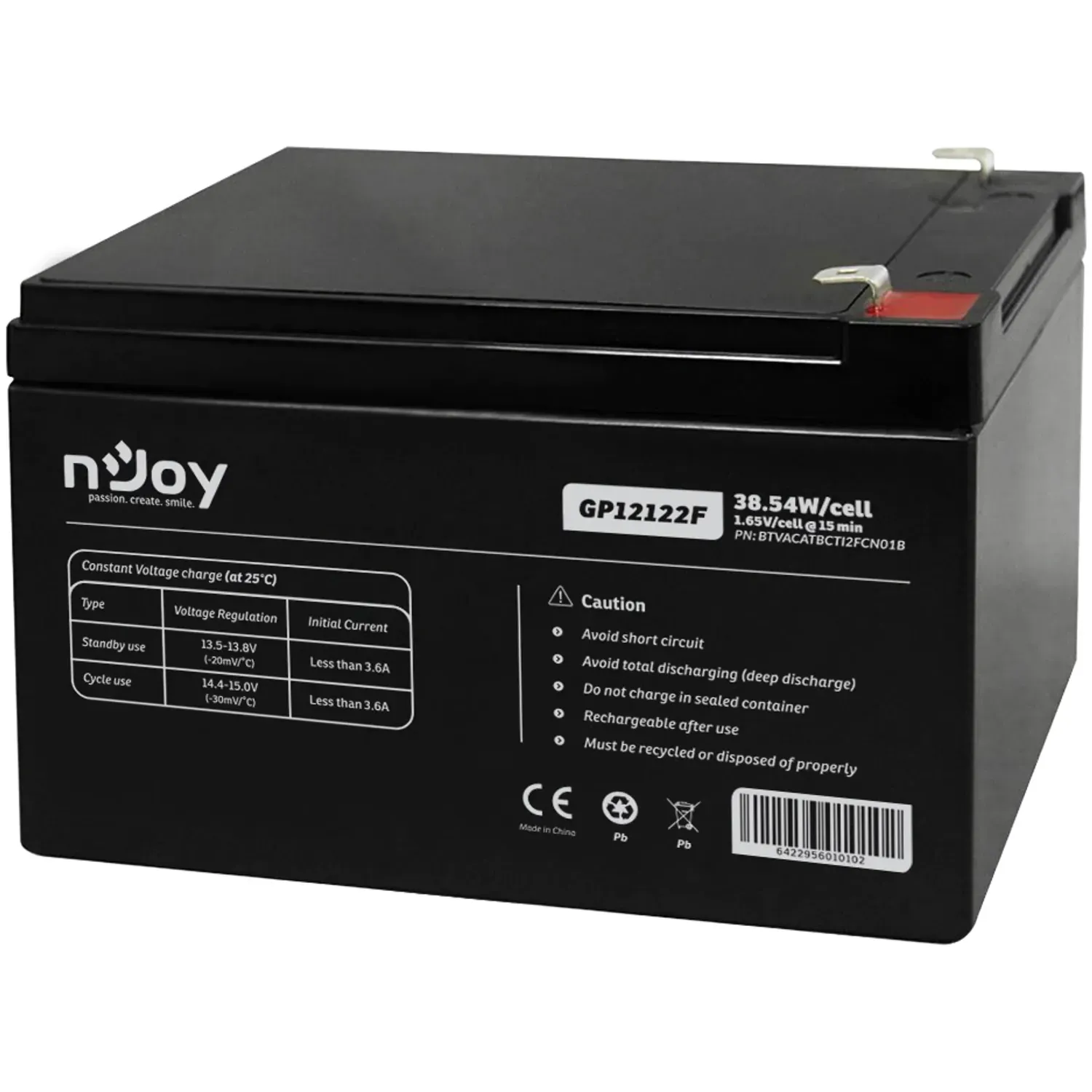 Acumulator nJoy GP12122F 12V 38.54W fotografia produsului View 2 L