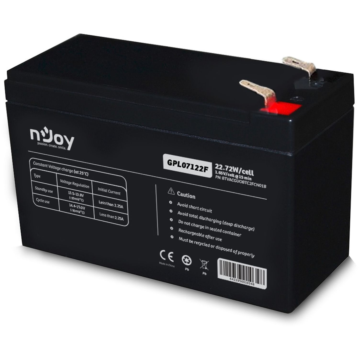 Acumulator nJoy GPL07122F 12V 22.72W/cell fotografia produsului View 2 L