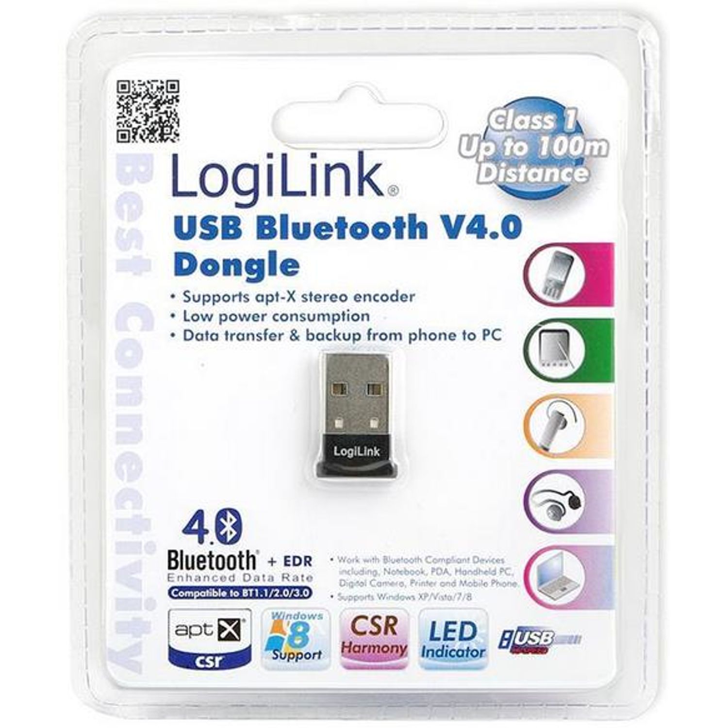 Adaptor Wireless LogiLink BT0015, USB 2.0, Bluetooth 4.0, 100 m fotografia produsului View 2 L