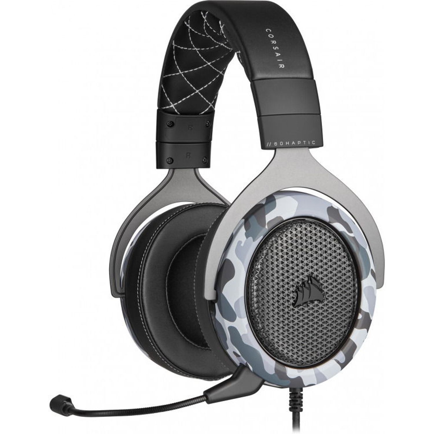 Casti Gaming Corsair HS60 HAPTIC, Microfon, USB (Negru/Gri) fotografia produsului