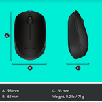 Mouse Logitech M171, Wireless, Negru Mouse Wireless Logitech M171, USB, 1000 DPI (Negru) fotografia produsului View 11 S