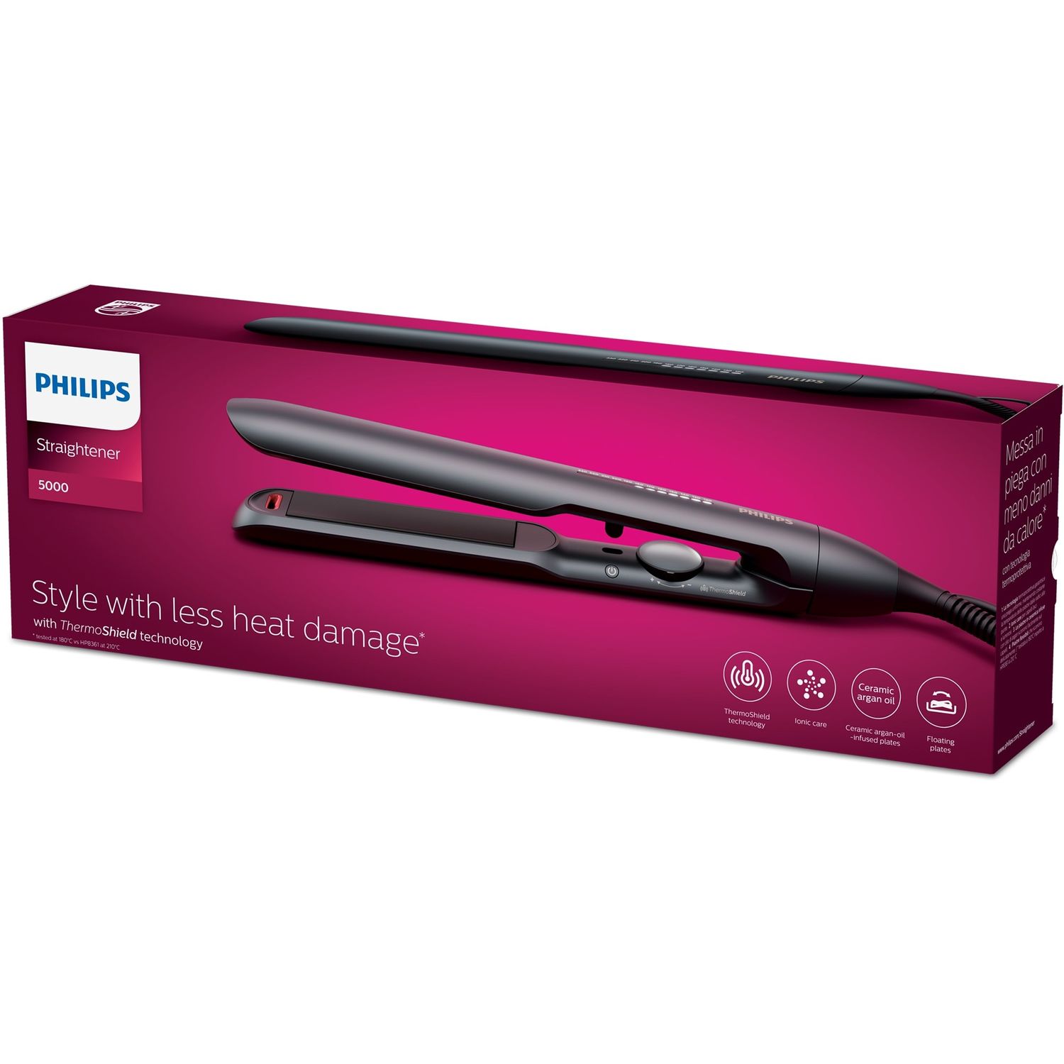 Placa de indreptat parul Philips Prestige BHS510/00, tehnologie ThermoShield, placi infuzate cu ulei de argan, - 8710103974123 fotografia produsului View 3 L