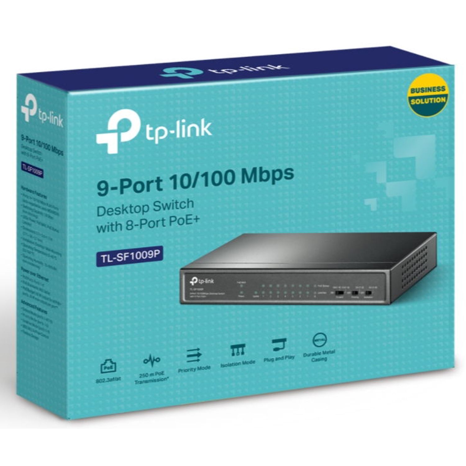 Switch TP-Link TL-SF1009P, 8 Porturi, PoE+ fotografia produsului View 8 L