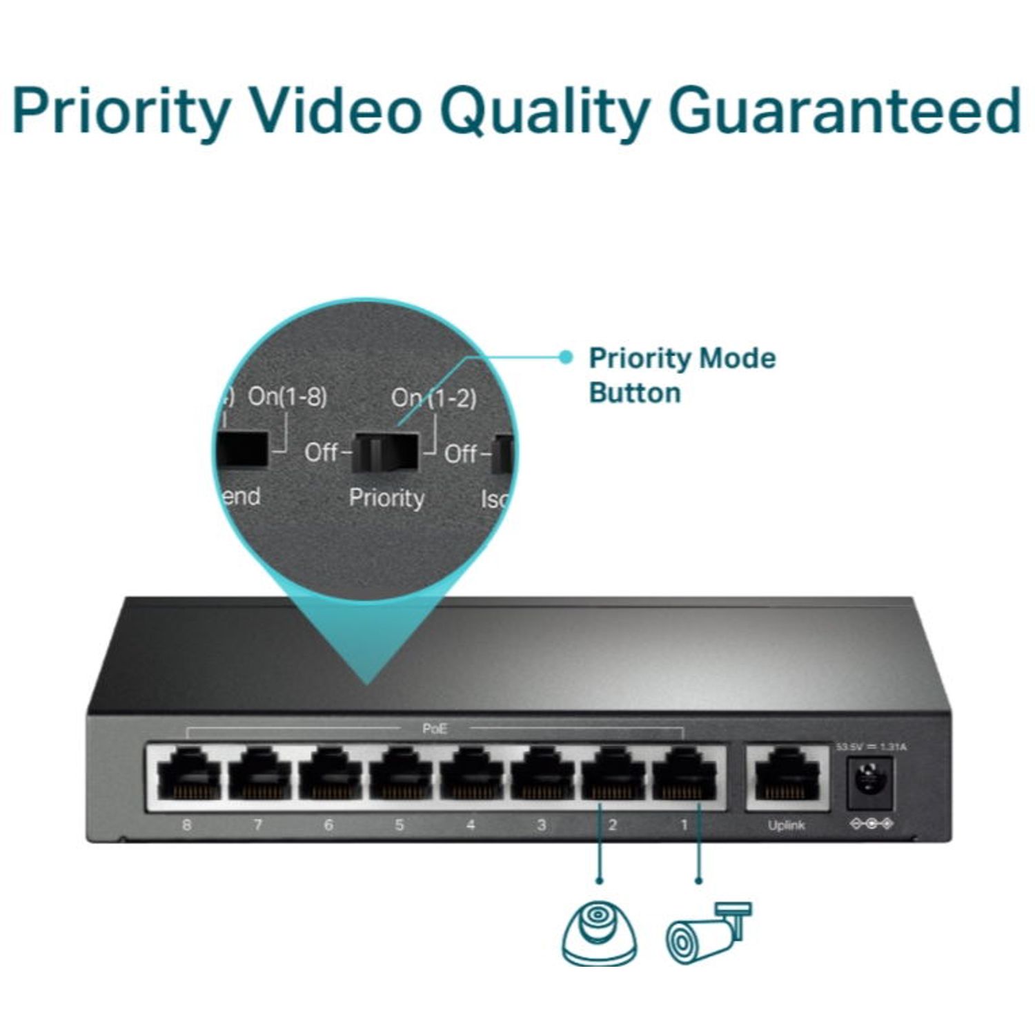 Switch TP-Link TL-SF1009P, 8 Porturi, PoE+ fotografia produsului View 7 L