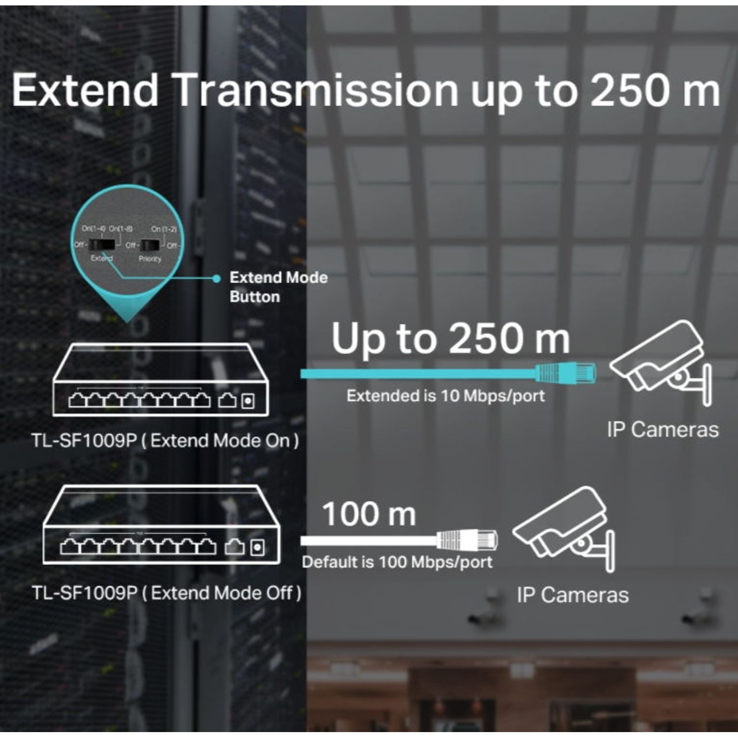 Switch TP-Link TL-SF1009P, 8 Porturi, PoE+ fotografia produsului View 6 L