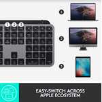 Tastatura Logitech MX Keys for Mac Wireless Illuminated, Bluetooth/USB (Negru/Gri) fotografia produsului View 14 S