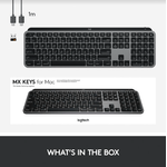 Tastatura Logitech MX Keys for Mac Wireless Illuminated, Bluetooth/USB (Negru/Gri) fotografia produsului View 10 S
