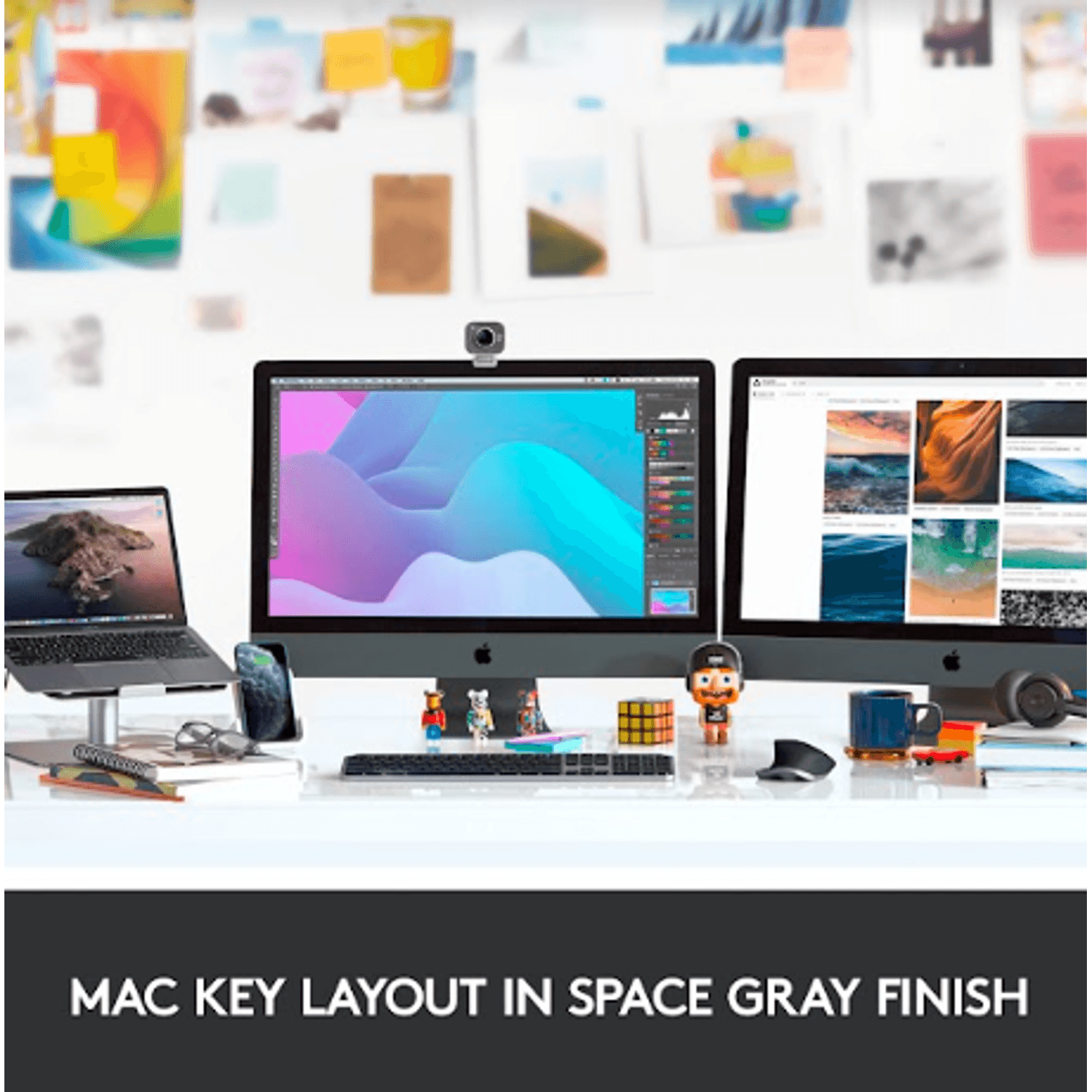 Tastatura Logitech MX Keys for Mac Wireless Illuminated, Bluetooth/USB (Negru/Gri) fotografia produsului View 5 L