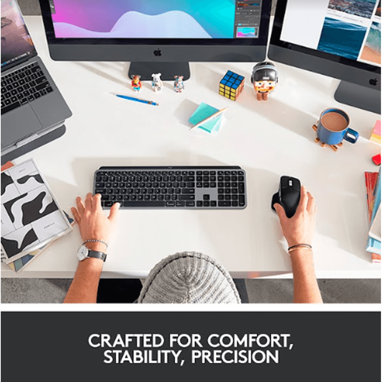 Tastatura Logitech MX Keys for Mac Wireless Illuminated, Bluetooth/USB (Negru/Gri) fotografia produsului View 12 L
