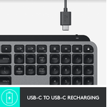 Tastatura Logitech MX Keys for Mac Wireless Illuminated, Bluetooth/USB (Negru/Gri) fotografia produsului View 9 S