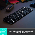 Tastatura Logitech MX Keys for Mac Wireless Illuminated, Bluetooth/USB (Negru/Gri) fotografia produsului View 8 S