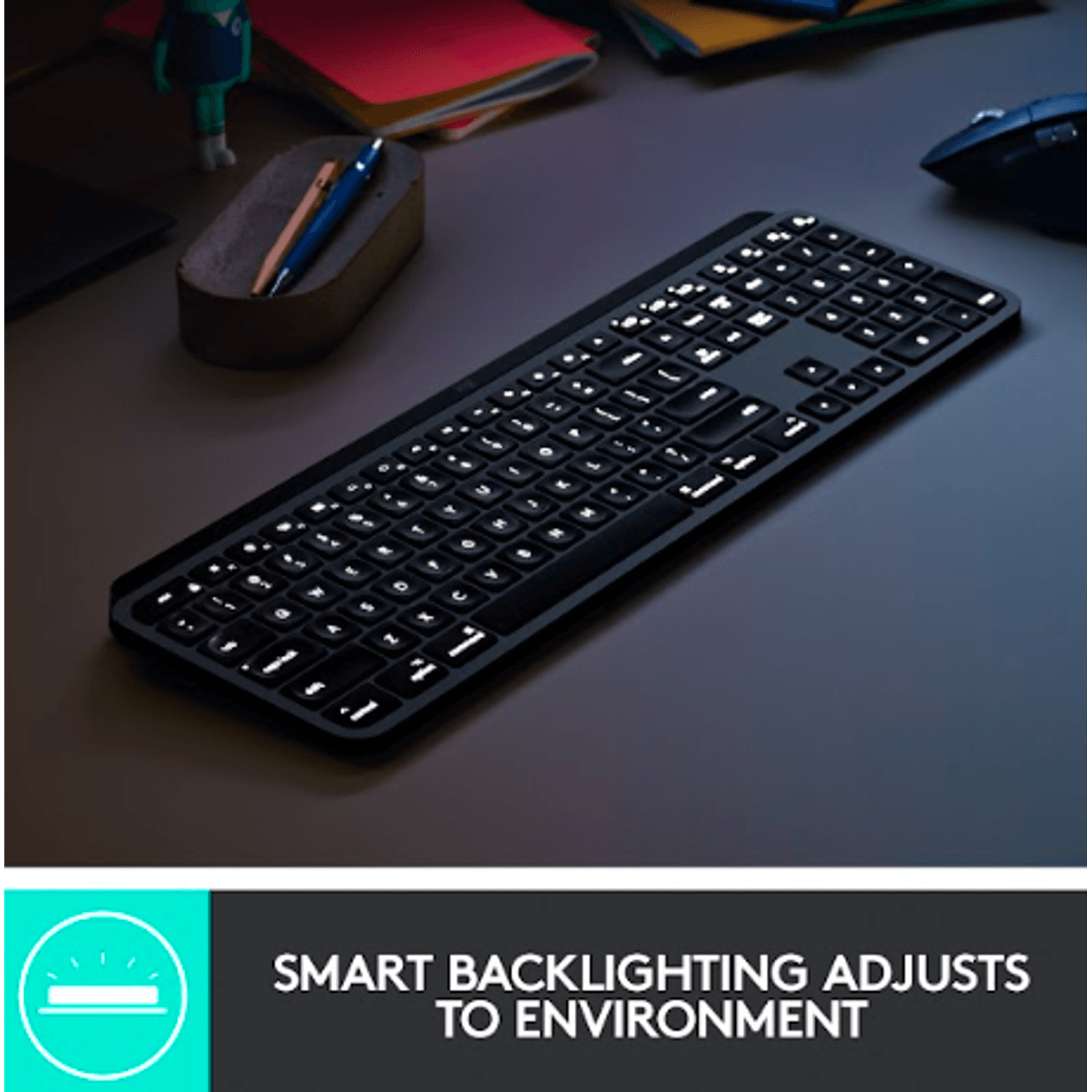 Tastatura Logitech MX Keys for Mac Wireless Illuminated, Bluetooth/USB (Negru/Gri) fotografia produsului View 8 L