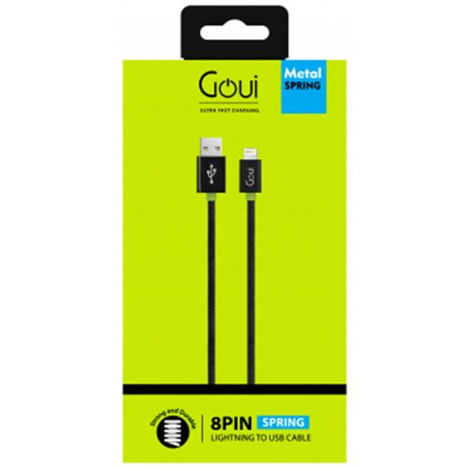 Cablu de date Goui G-LC30 Metal Spring, USB-Lightning, 8PIN, 0.3m, Negru fotografia produsului View 2 L