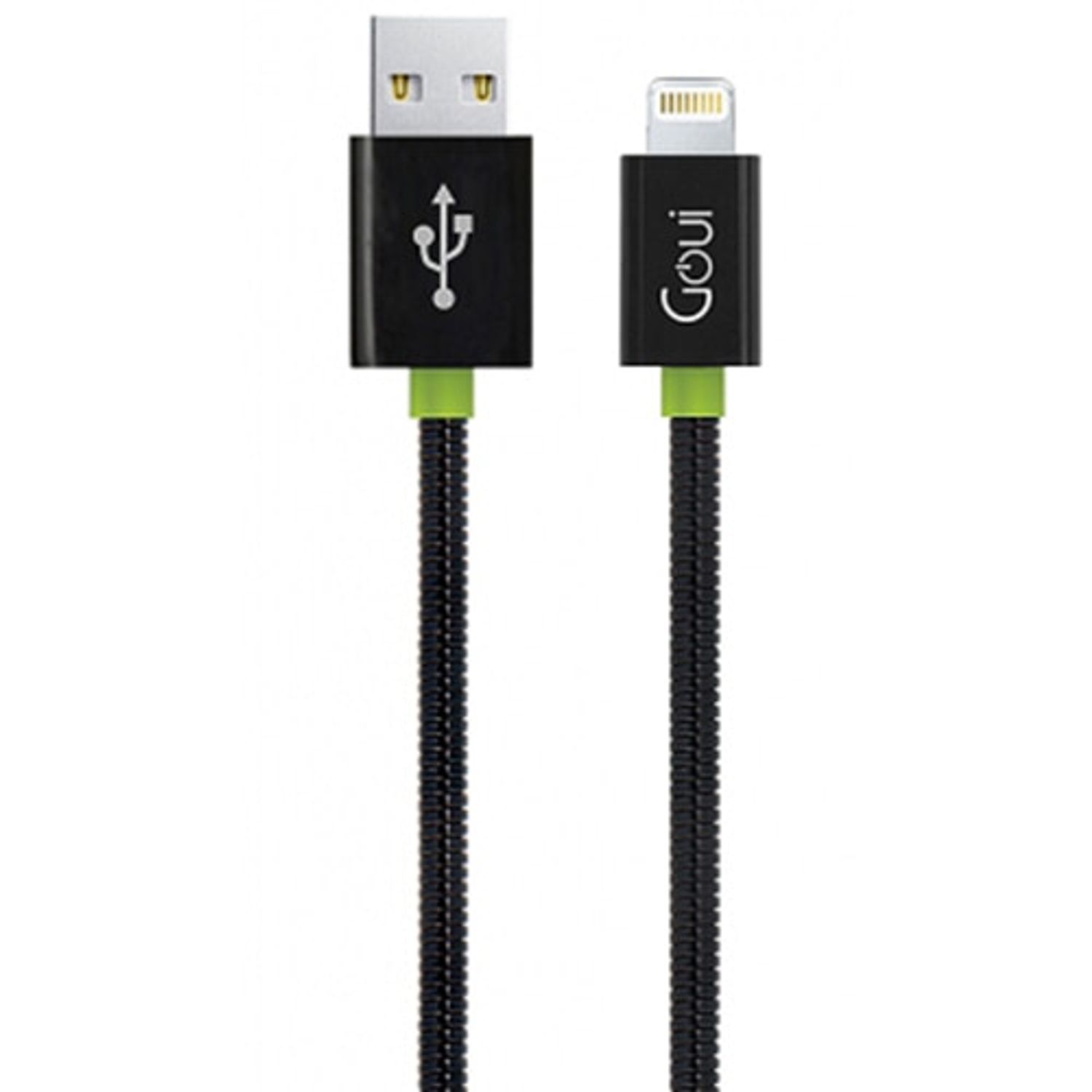 Cablu de date Goui G-LC30 Metal Spring, USB-Lightning, 8PIN, 0.3m, Negru fotografia produsului