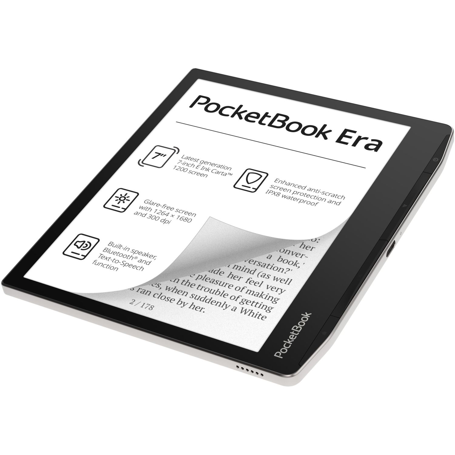 eBook Reader PocketBook Era, ecran tactil 7", E Ink Carta, 300dpi, Bluetooth, SMARTlight, IPX8, 16 GB fotografia produsului View 5 L