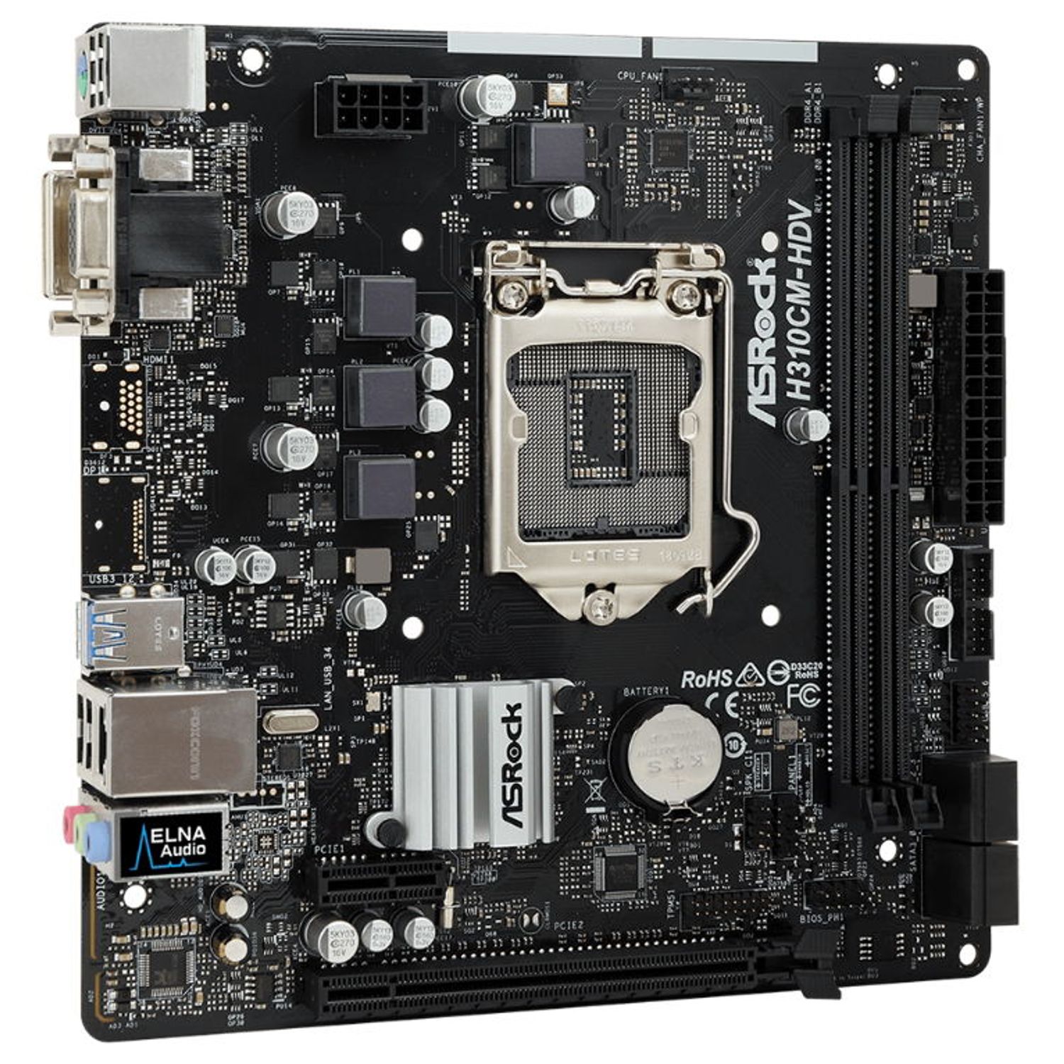 Placa de Baza ASRock H310CM-DVS, 1151 v2, DDR4 fotografia produsului View 4 L