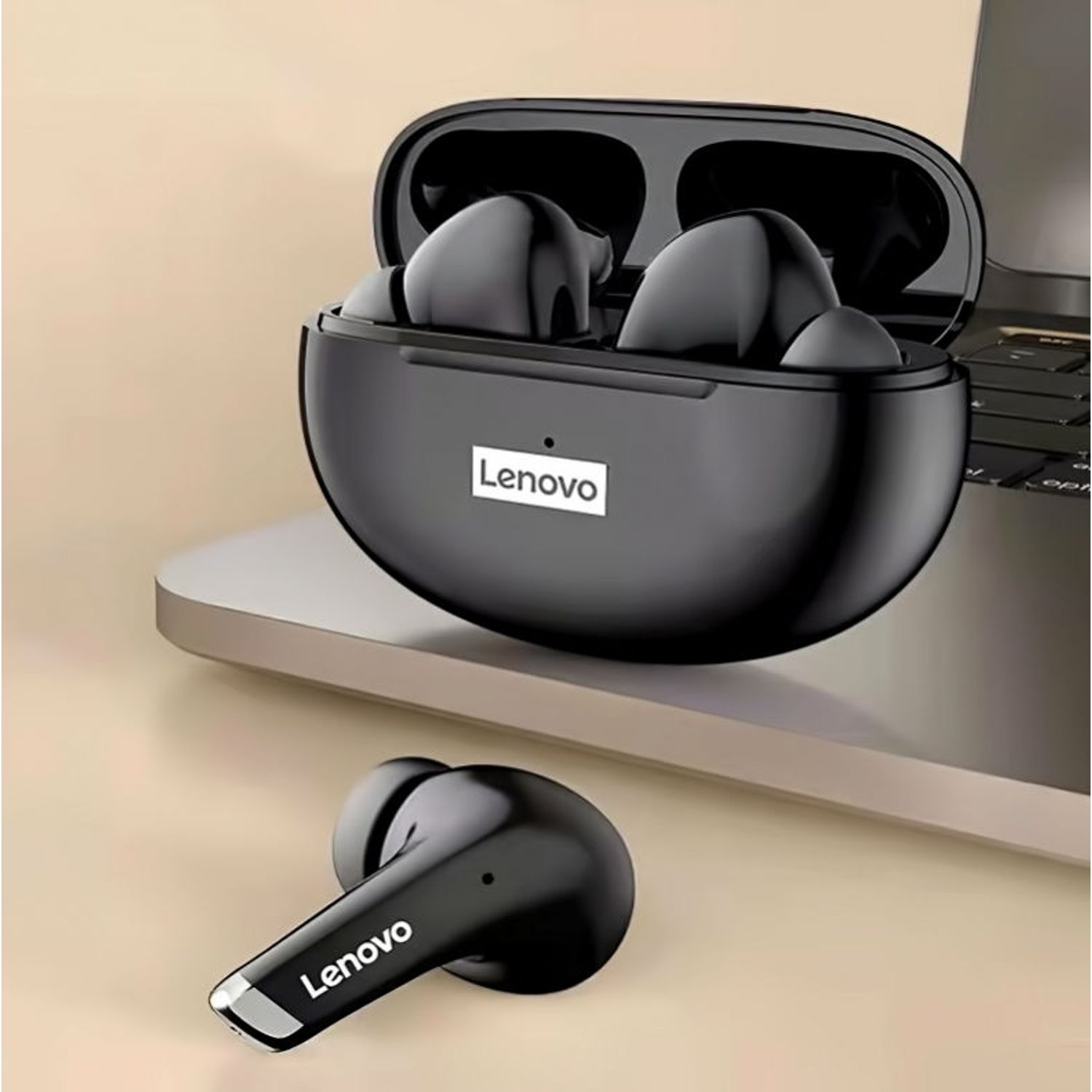 Casti Stereo Lenovo LP5 TWS, Bluetooth, SinglePoint, True Wireless (Negru) fotografia produsului View 3 L