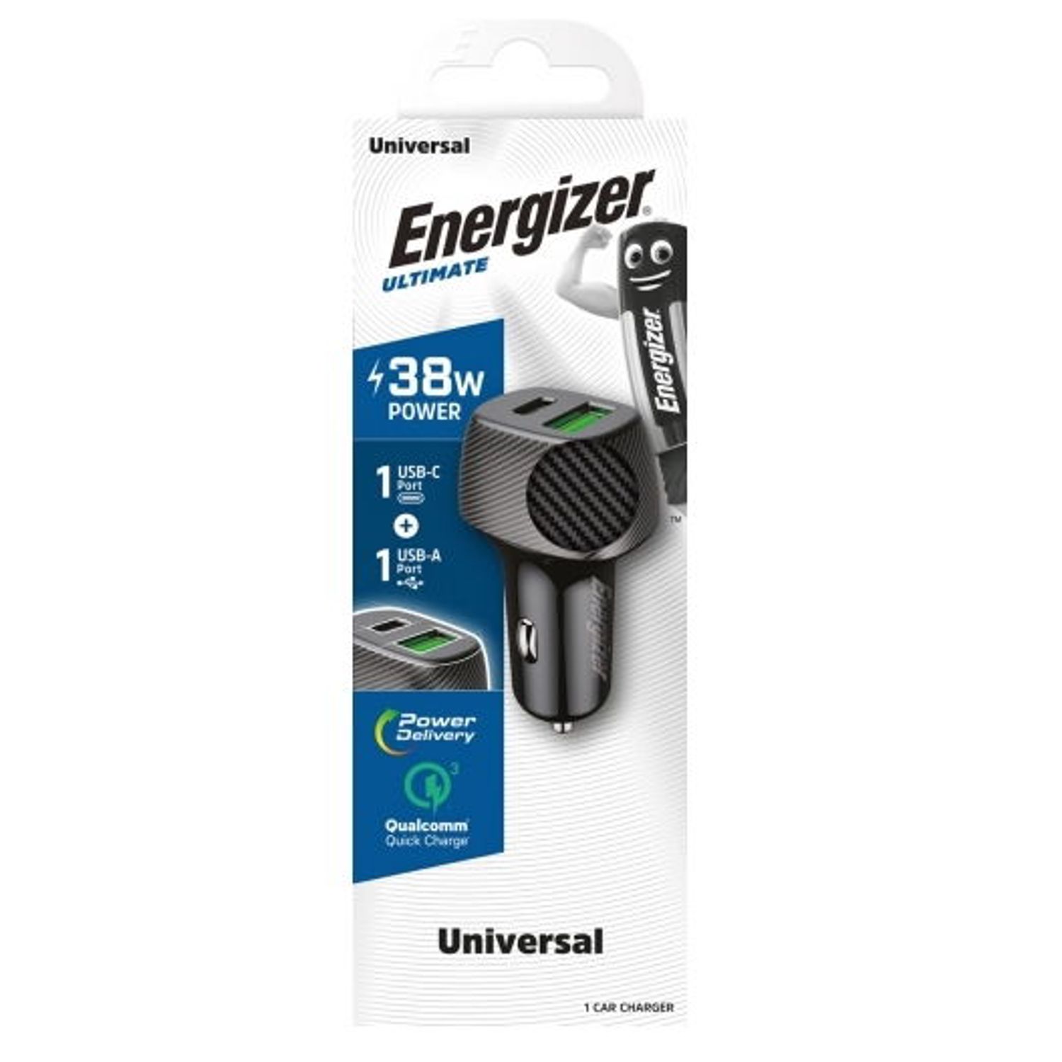 Incarcator auto Energizer D38BK, 38W, USB, USB-C (Negru) fotografia produsului View 3 L