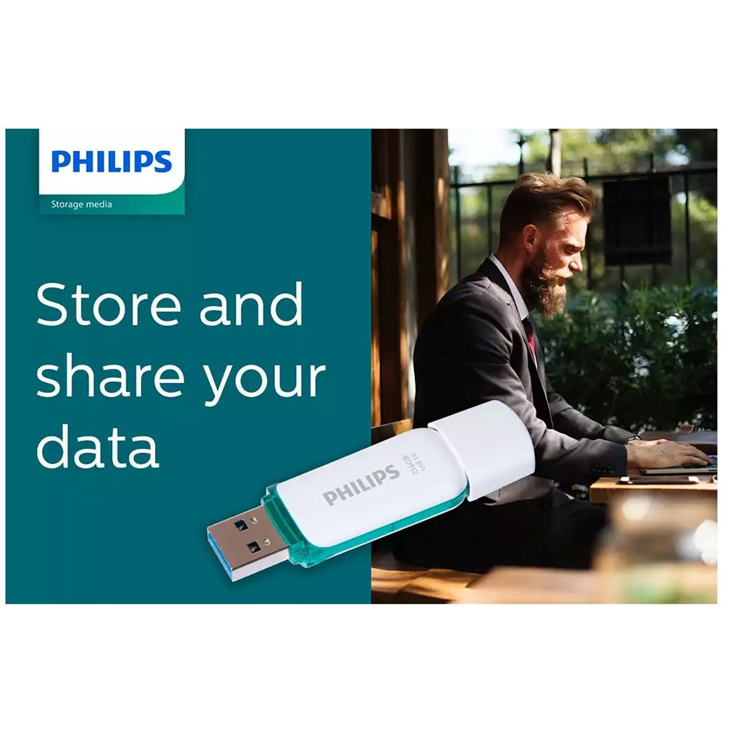 Stick USB Philips Snow Edition, 256GB, USB 3.0 (Alb/Verde) fotografia produsului View 5 L