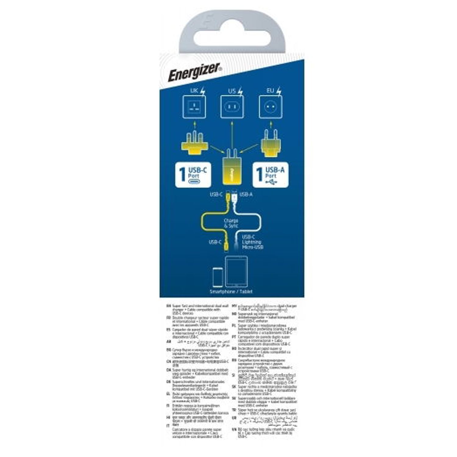 Incarcator retea Energizer A38QMUC, 38W + cablu USB-C (Negru) fotografia produsului View 3 L