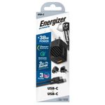 Incarcator retea Energizer A38QMUC, 38W + cablu USB-C (Negru) fotografia produsului View 2 S