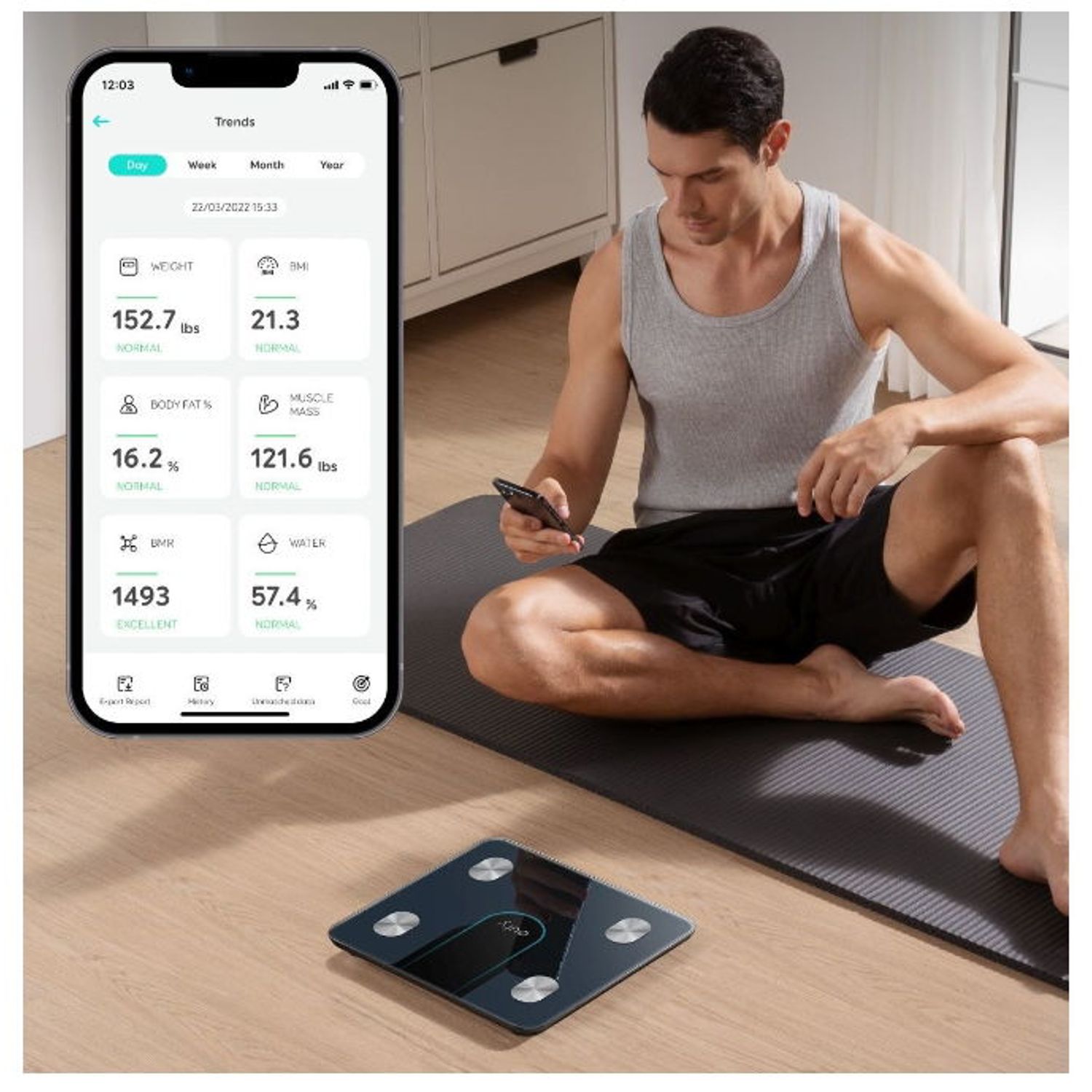 Cantar de baie eufy Smart Scale P2, Bluetooth, 3D Virtual Body Mod (Negru) fotografia produsului View 2 L