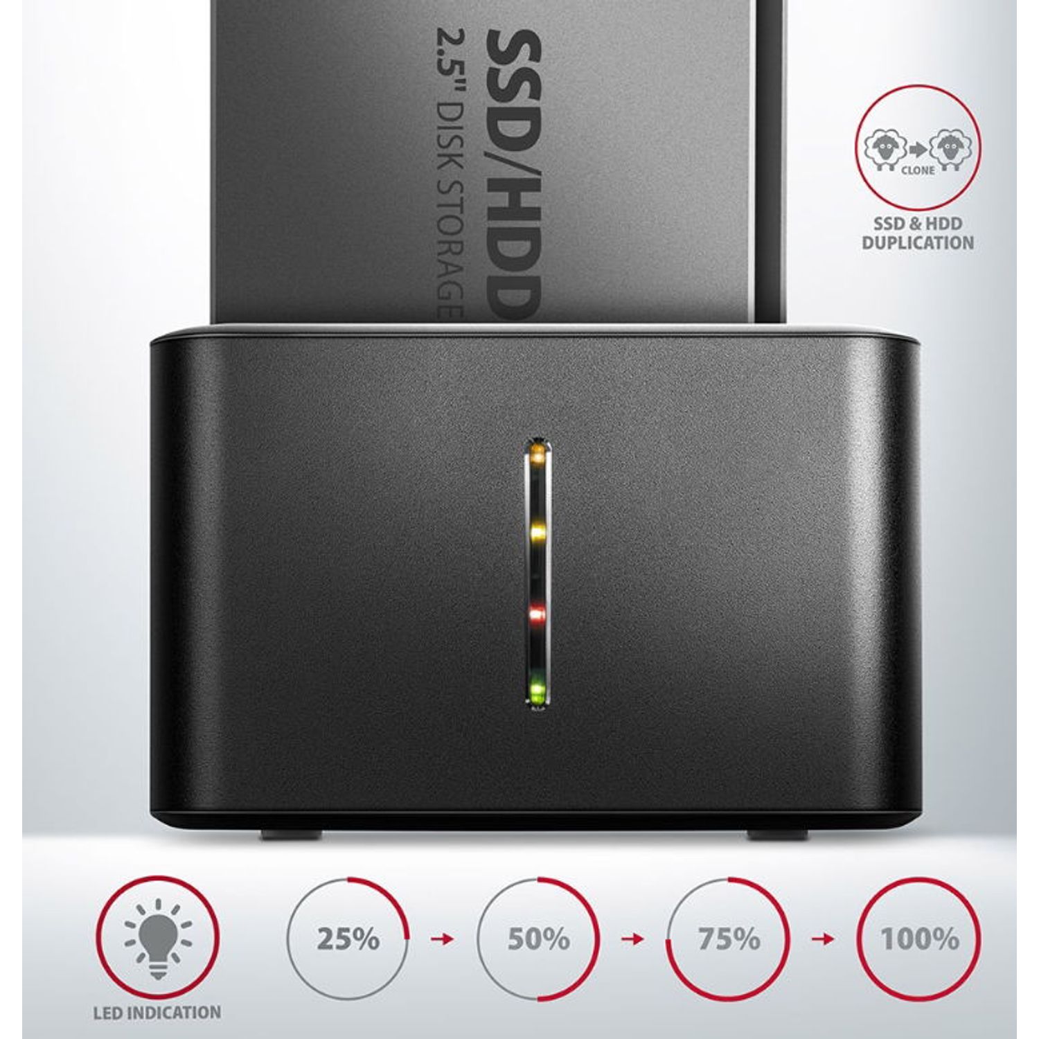 Docking Station AXAGON ADSA-D25, USB3.2, SATA 6G, DUAL HDD (Negru) fotografia produsului View 3 L