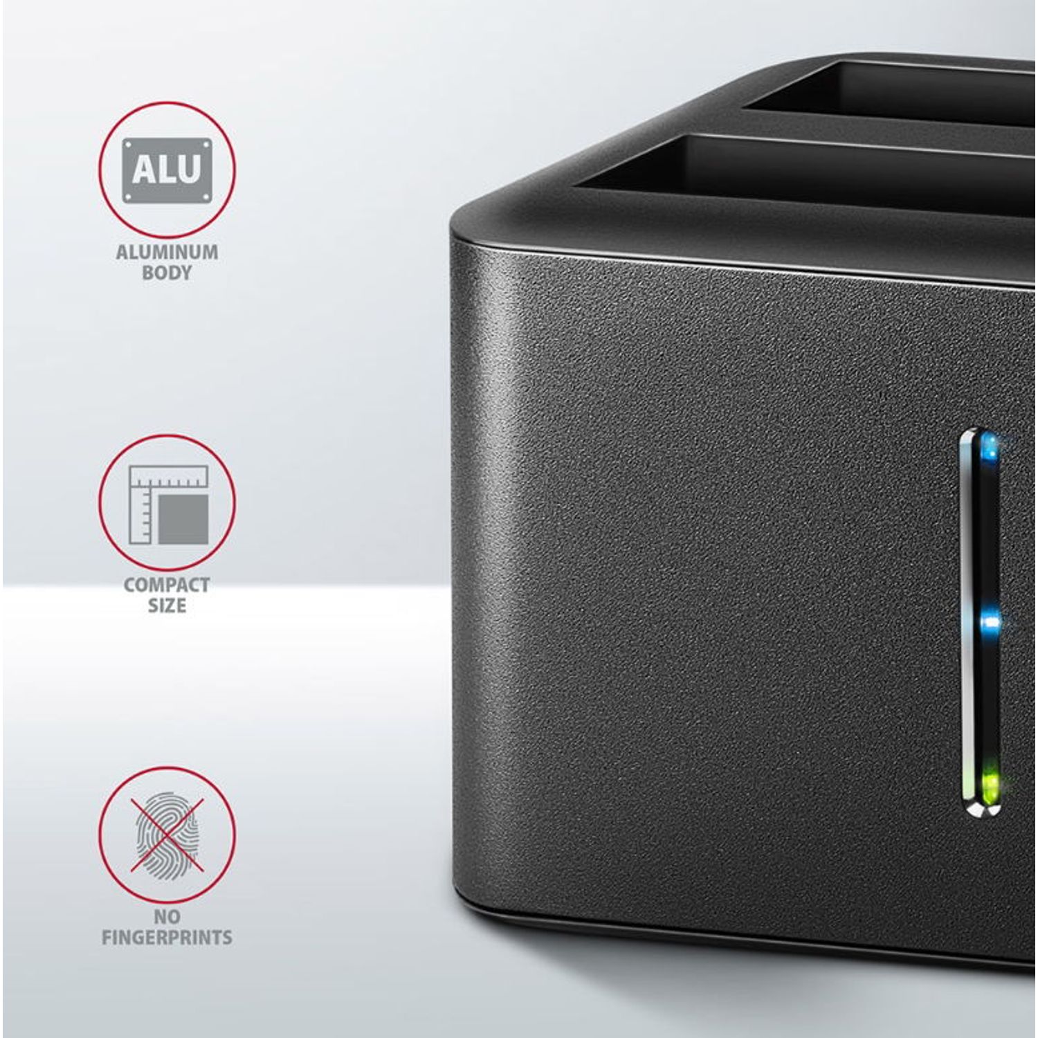 Docking Station AXAGON ADSA-D25, USB3.2, SATA 6G, DUAL HDD (Negru) fotografia produsului View 5 L