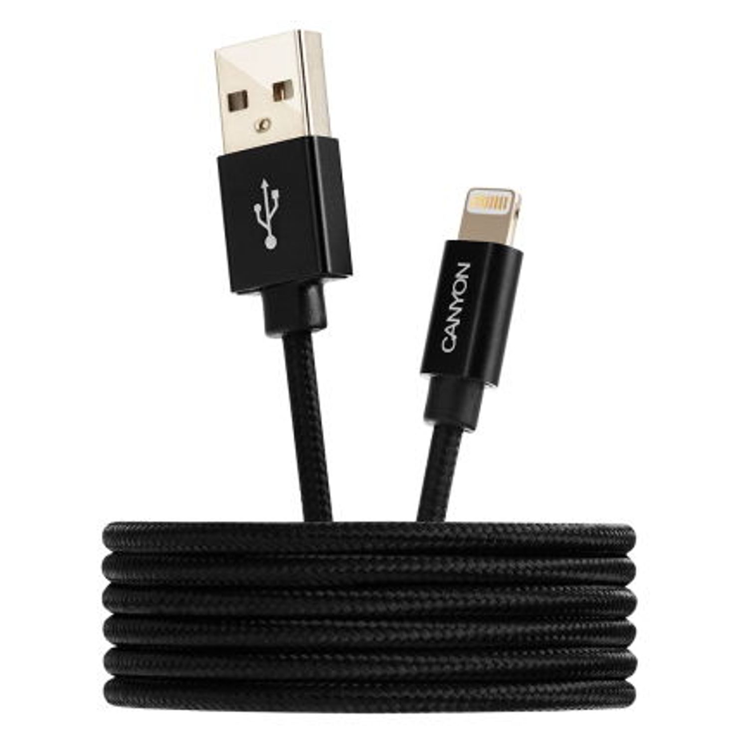 Cablu de date Canyon MFI-3, USB - Lighting, 1m (Negru) fotografia produsului View 2 L